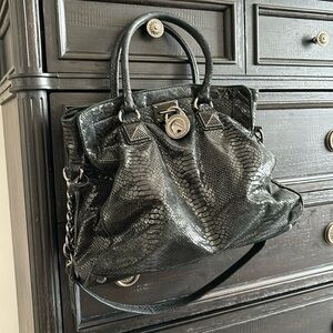 Michael Kors Black Snakeskin Shoulder Bag